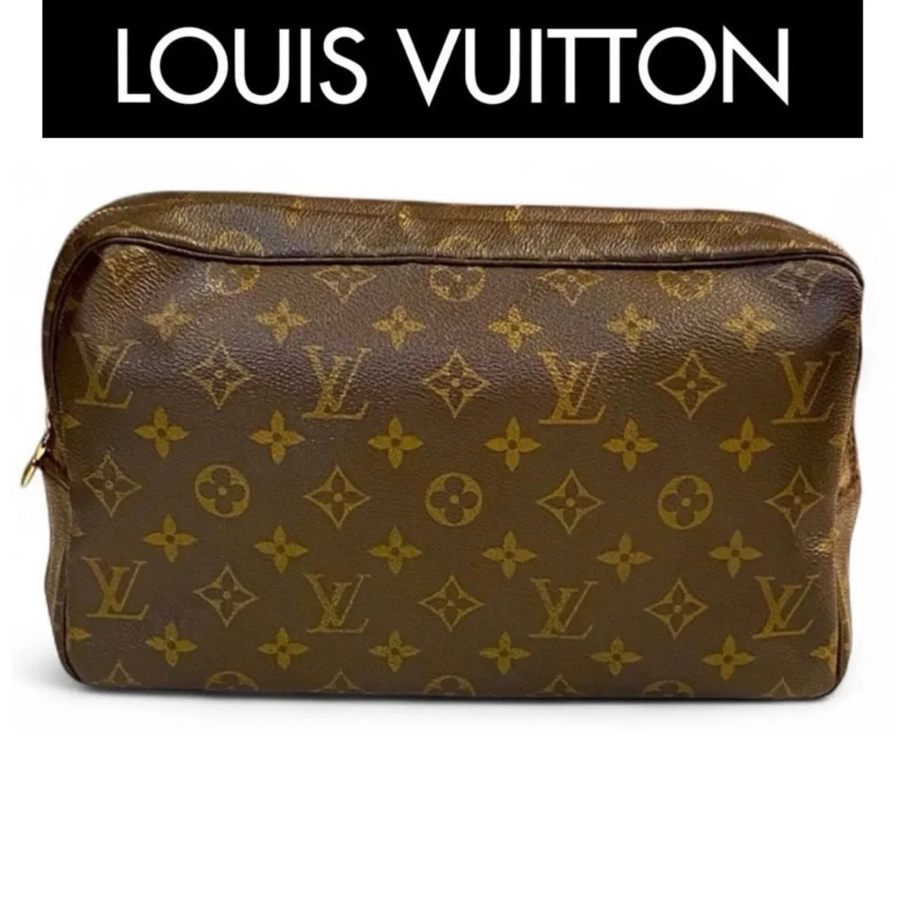 LOUIS VUITTON Monogram Trousse Toilette 28, Box, Dust, & Gift Bags, LV Card, EUC